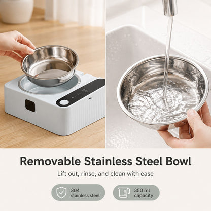 Smart Motion Sensor Covered Cat Bowl for Cleaner Indoor Feeding - Auto Open Lid Helps Keep Food Covered from Dust, Hair & Flies