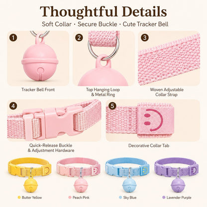 Smart Pet Tracker Bell Collar for Cats & Small Dogs - Find Hiding Pets Faster at Home, in the Yard & on Daily Walks