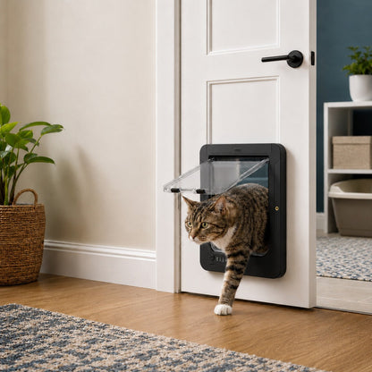 Smart RFID Cat Door for Litter Rooms & Pet-Only Spaces - Selective Access Pet Door to Help Keep Unwanted Animals Out