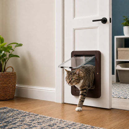 Smart RFID Cat Door for Litter Rooms & Pet-Only Spaces - Selective Access Pet Door to Help Keep Unwanted Animals Out
