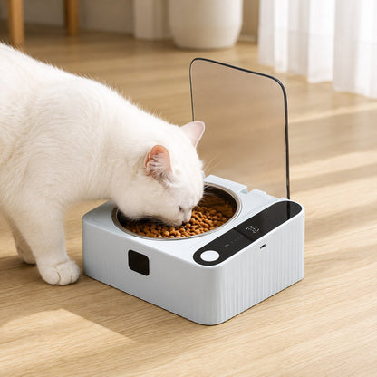 Smart Motion Sensor Covered Cat Bowl for Cleaner Indoor Feeding - Auto Open Lid Helps Keep Food Covered from Dust, Hair & Flies