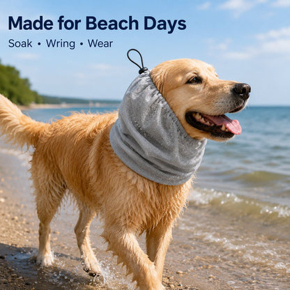 Water-Activated Dog Cooling Snood for Summer Walks - Lightweight Neck & Ear Cooler for Hot Weather, Beach Days & Long-Fur Dogs