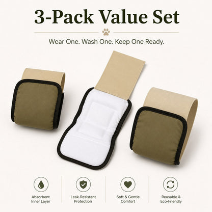 3-Pack Washable Male Dog Belly Bands for Indoor Marking & Senior Dribbles - Reusable Dog Diaper Wraps to Protect Floors & Furniture