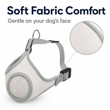 Breathable Dog Muzzle for Walks, Grooming & Vet Visits - Soft Adjustable Mesh Muzzle to Help Reduce Biting, Chewing & Barking