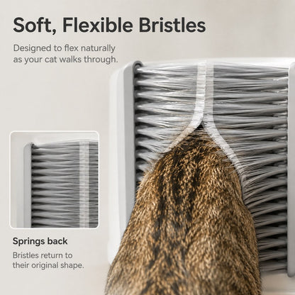 Cat Litter Box Self-Grooming Brush Door – Automatic Loose Fur Catcher for Enclosed Litter Boxes & Cleaner Homes, 2-Piece Set