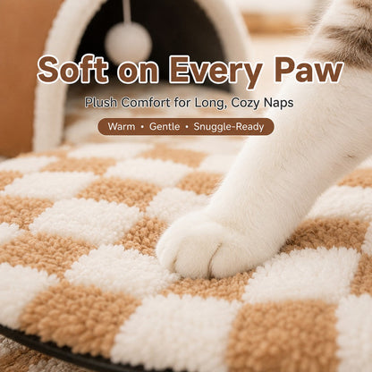 3-in-1 Multi-Cat Tunnel Bed & Play Mat for Indoor Cats - Spacious Cozy Hideaway for Shared Rest, Play & Less Bed Competition