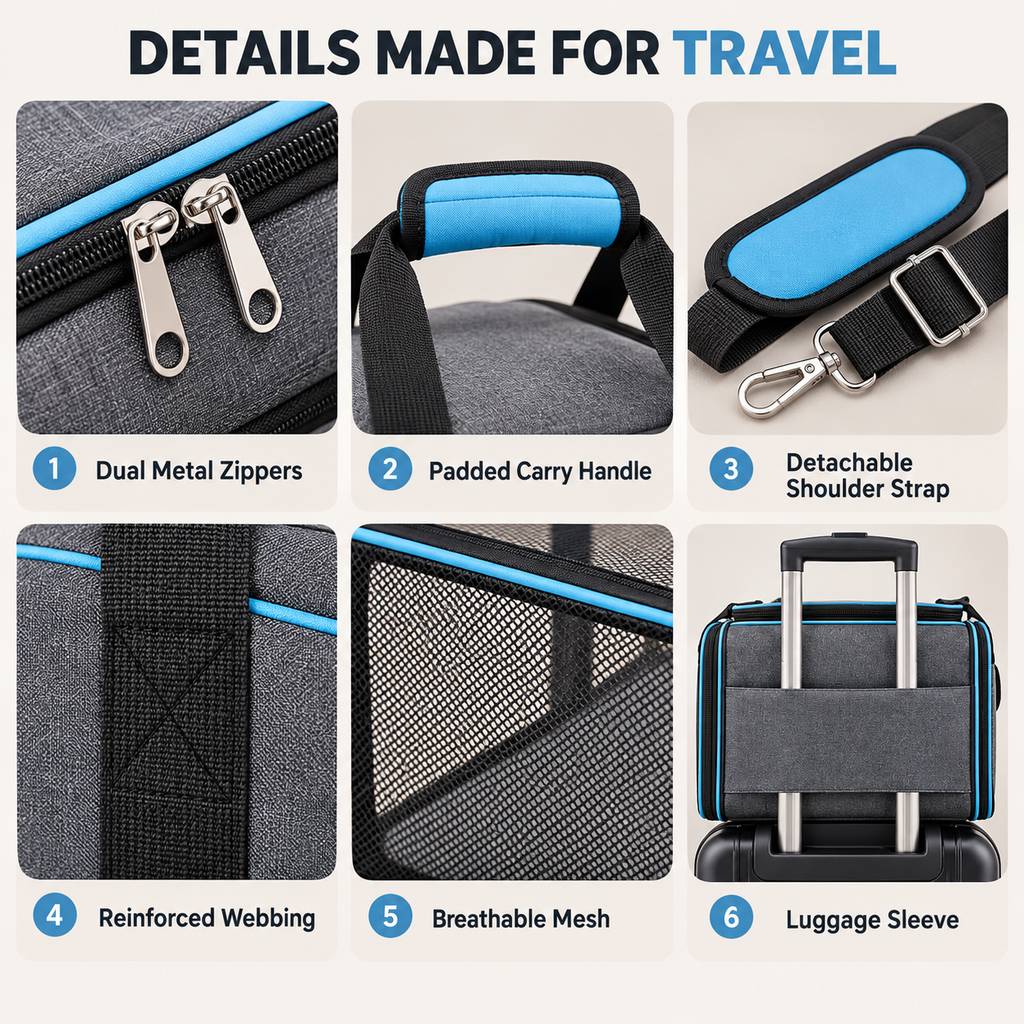 Dual-Sided Expandable Pet Carrier for Cats & Small Dogs - More Room for Road Trips, Vet Visits & Travel