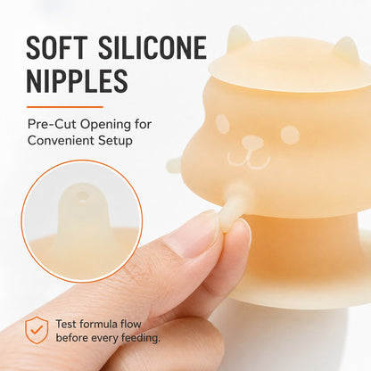 4-Nipple Silicone Nursing Feeder for Kittens & Puppies - Easier Litter Feeding with a Suction Base