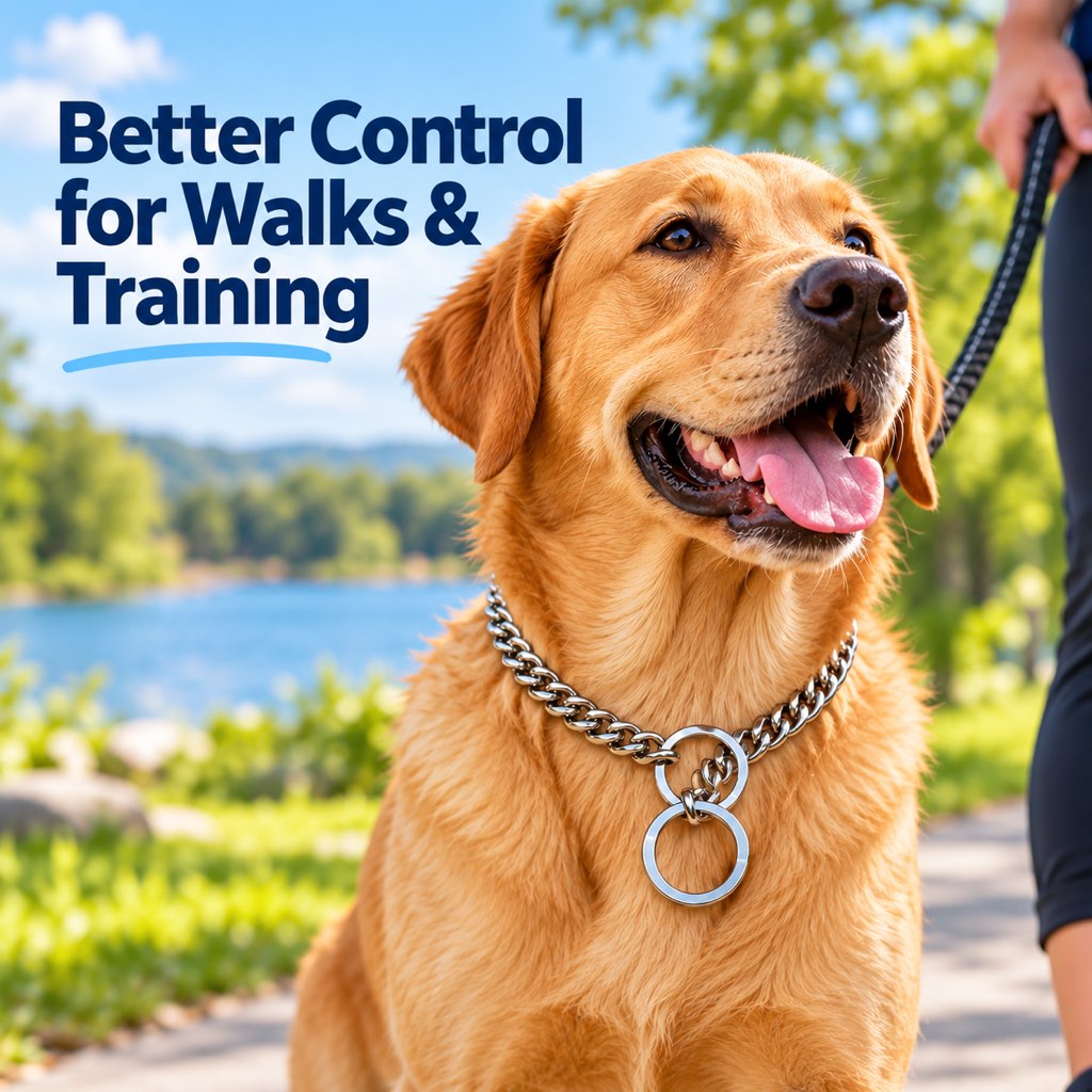 Stainless Steel Slip Chain Dog Collar for Walks & Training – Smooth Polished Links