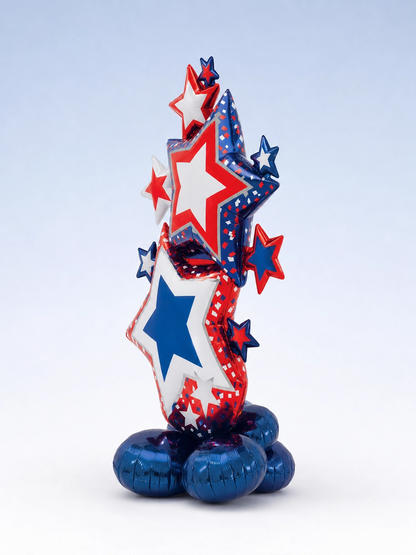 Patriotic Star Balloon Cluster, 59 in Red White Blue Decor
