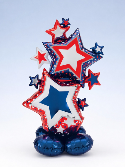 Patriotic Star Balloon Cluster, 59 in Red White Blue Decor