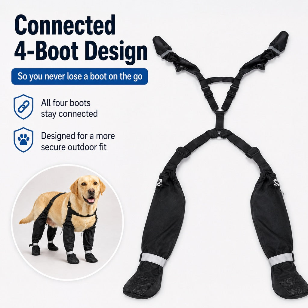Stay-On Outdoor Dog Boots with Leg Covers - Anti-Slip Reflective Paw Protection for Muddy Walks
