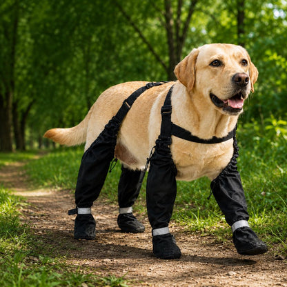 Stay-On Outdoor Dog Boots with Leg Covers - Anti-Slip Reflective Paw Protection for Muddy Walks