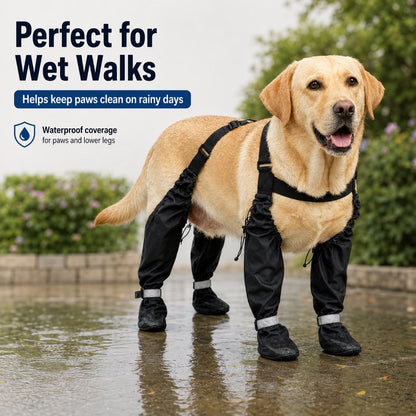 Stay-On Outdoor Dog Boots with Leg Covers - Anti-Slip Reflective Paw Protection for Muddy Walks