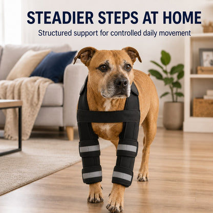 Dog Double Front Leg Support Brace for Unsteady Walking - Chest Harness with Internal Metal Support Inserts
