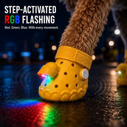 Step-Activated RGB Light-Up Dog Boots for Night Walks – Low-Light Visibility & Lightweight EVA Paw Coverage