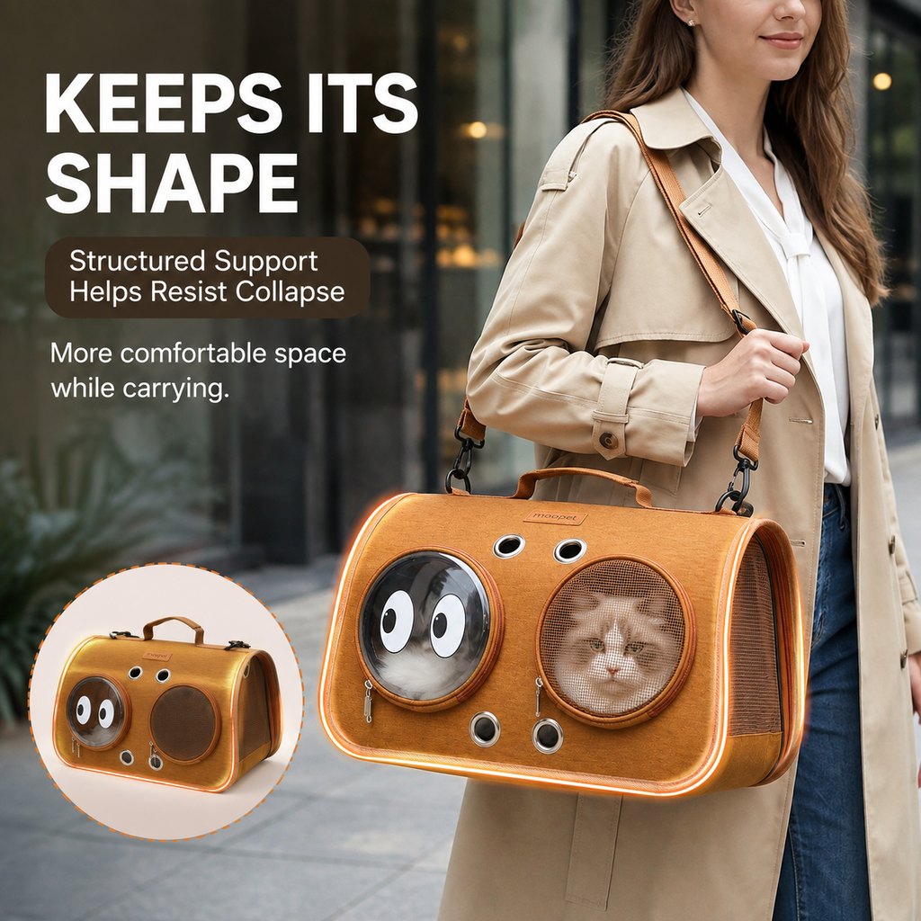 Breathable Cat Travel Carrier for Road Trips & Vet Visits - Structured Foldable Soft-Sided Pet Bag