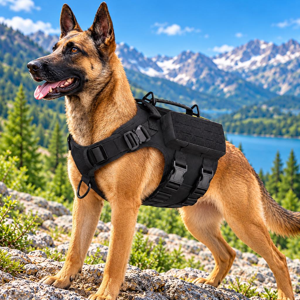 Tactical Dog Harness Vest for Large Dogs – Hiking, Training & Better Outdoor Control