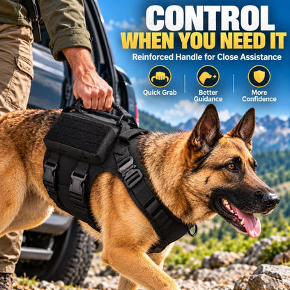 Tactical Dog Harness Vest for Large Dogs – Hiking, Training & Better Outdoor Control