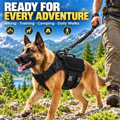 Tactical Dog Harness Vest for Large Dogs – Hiking, Training & Better Outdoor Control