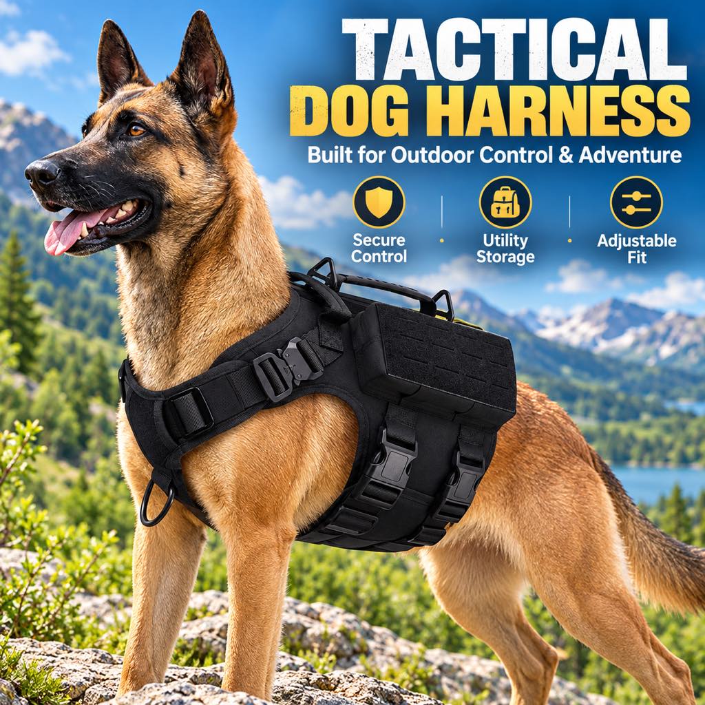 Tactical Dog Harness Vest for Large Dogs – Hiking, Training & Better Outdoor Control