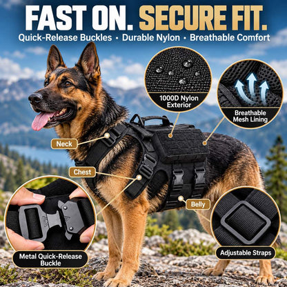 Tactical Dog Harness Vest for Large Dogs – Hiking, Training & Better Outdoor Control