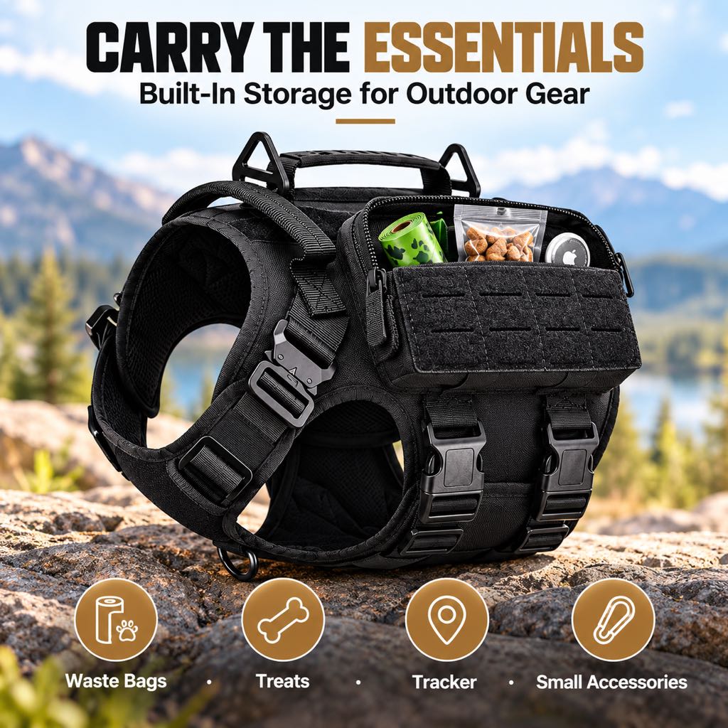 Tactical Dog Harness Vest for Large Dogs – Hiking, Training & Better Outdoor Control