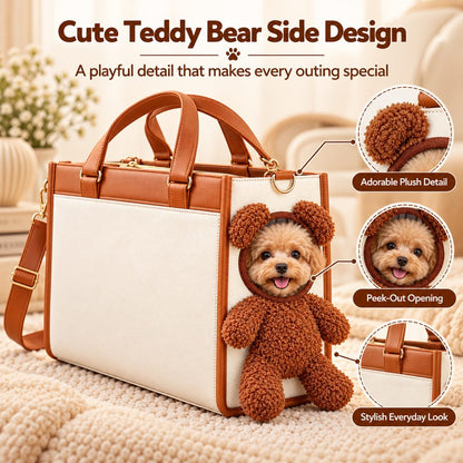 Teddy Bear Pet Carrier Tote Bag for Small Dogs – Stylish Handheld & Shoulder Bag for Everyday Outings