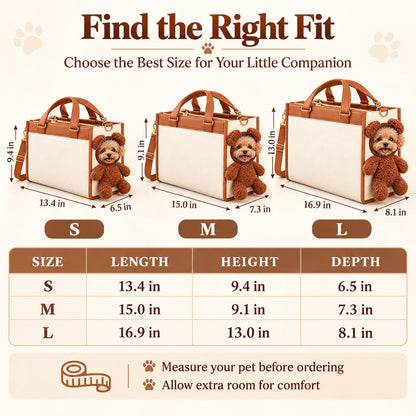 Teddy Bear Pet Carrier Tote Bag for Small Dogs – Stylish Handheld & Shoulder Bag for Everyday Outings