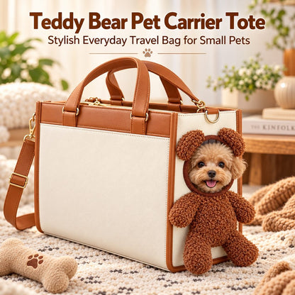 Teddy Bear Pet Carrier Tote Bag for Small Dogs – Stylish Handheld & Shoulder Bag for Everyday Outings