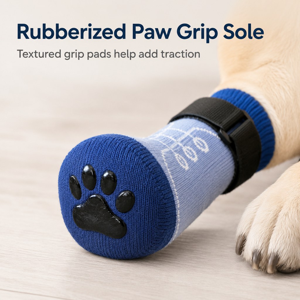French Bulldog Non-Slip Socks for Tile & Hardwood Floors - Helps Reduce Back-Leg Slipping, 4-Pack