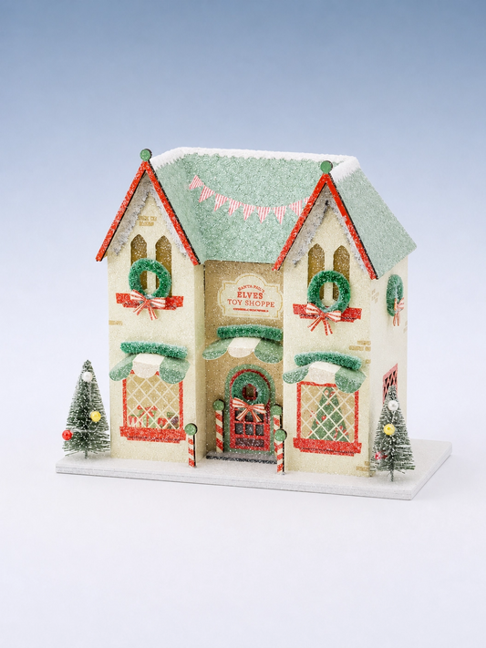 Holiday Workshop Paperboard Village Decor with Light