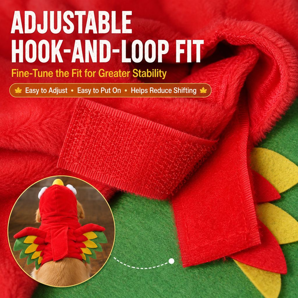 Halloween Turkey Costume for Dogs & Cats - One-Piece Hooded Pet Outfit for Parties & Photos