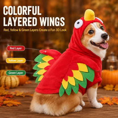 Halloween Turkey Costume for Dogs & Cats - One-Piece Hooded Pet Outfit for Parties & Photos