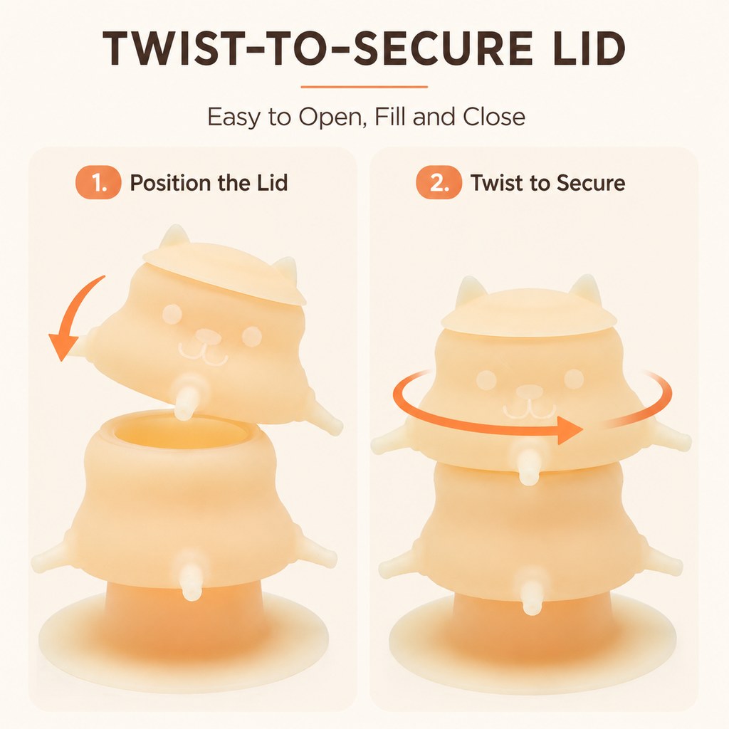 4-Nipple Silicone Nursing Feeder for Kittens & Puppies - Easier Litter Feeding with a Suction Base