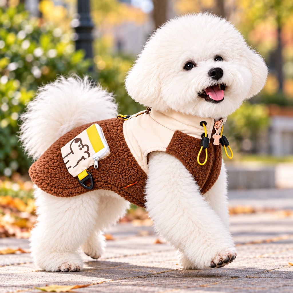 Warm Sherpa Dog Vest with Leash D-Ring for Chilly Walks