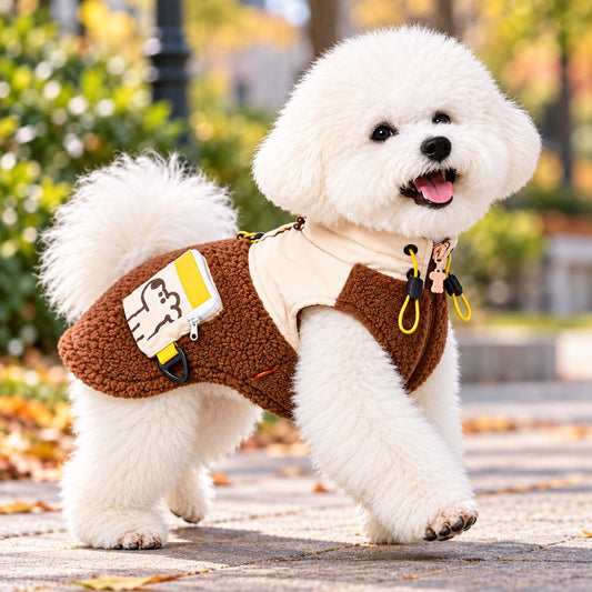 Warm Sherpa Dog Vest with Leash D-Ring for Chilly Walks