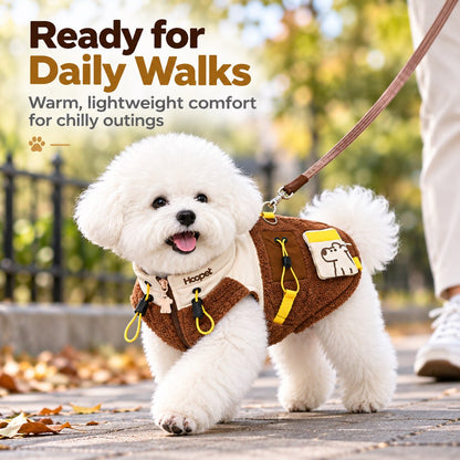 Warm Sherpa Dog Vest with Leash D-Ring for Chilly Walks