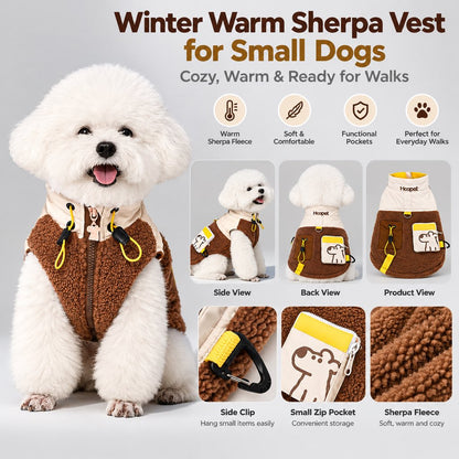 Warm Sherpa Dog Vest with Leash D-Ring for Chilly Walks