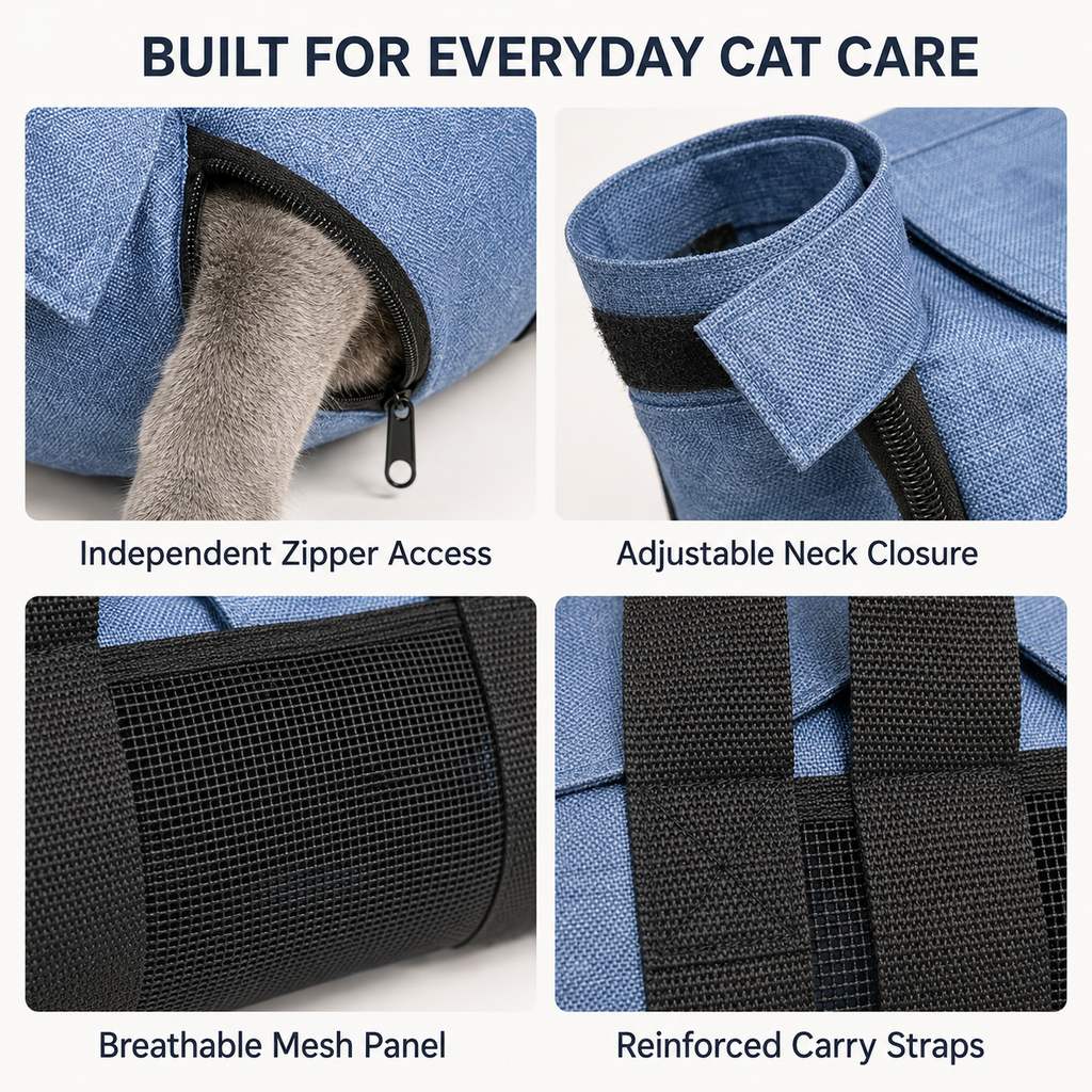 Cat Grooming Restraint Bag for Nail Trimming & Ear Cleaning – Easier Control for Wiggly Cats