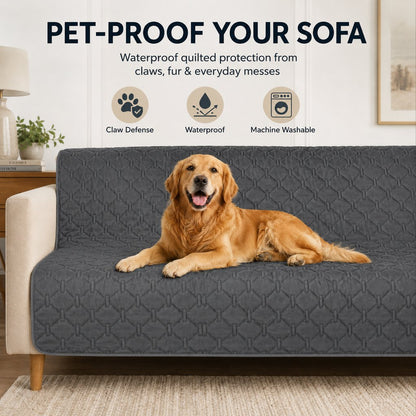 Waterproof Pet Sofa Protector Cover for Dogs & Cats - Quilted Furniture Cover for Couch, Bed & Car Seat Protection