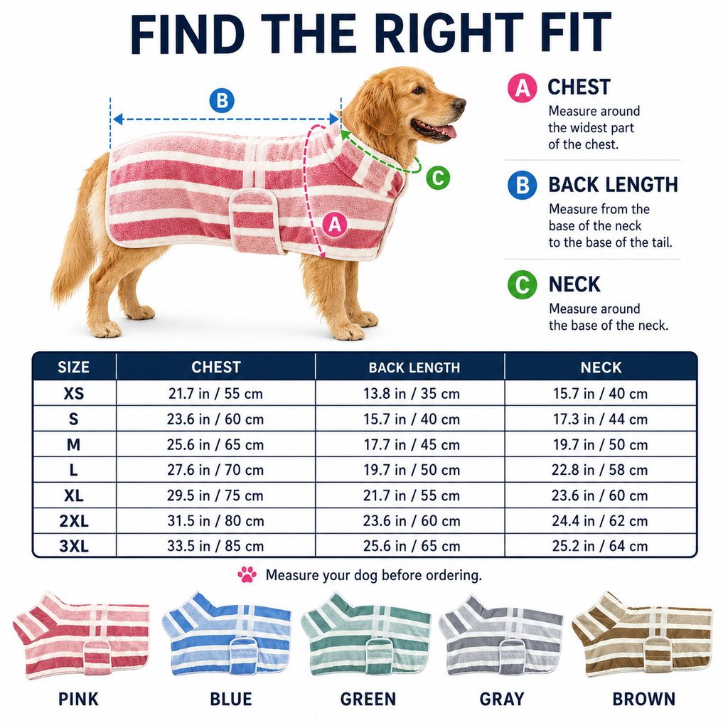 Wearable Microfiber Dog Drying Towel – Hands-Free Post-Bath & Rainy-Day Wrap for Wet Fur & Drips
