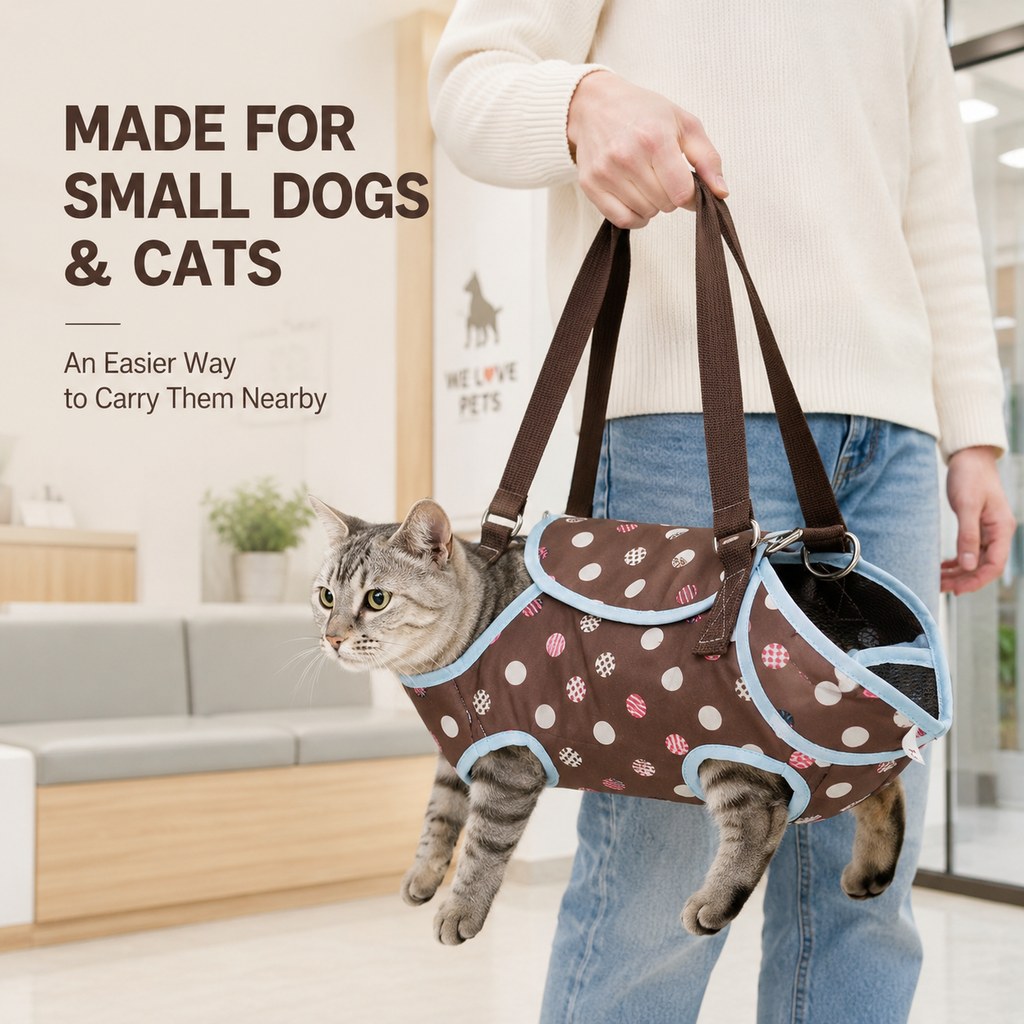 Wearable Pet Carrier Harness for Small Dogs & Cats - Hands-Free Carry for Vet Visits & Short Outings