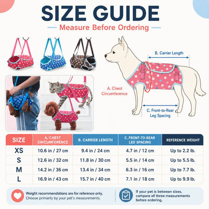 Wearable Pet Carrier Harness for Small Dogs & Cats - Hands-Free Carry for Vet Visits & Short Outings