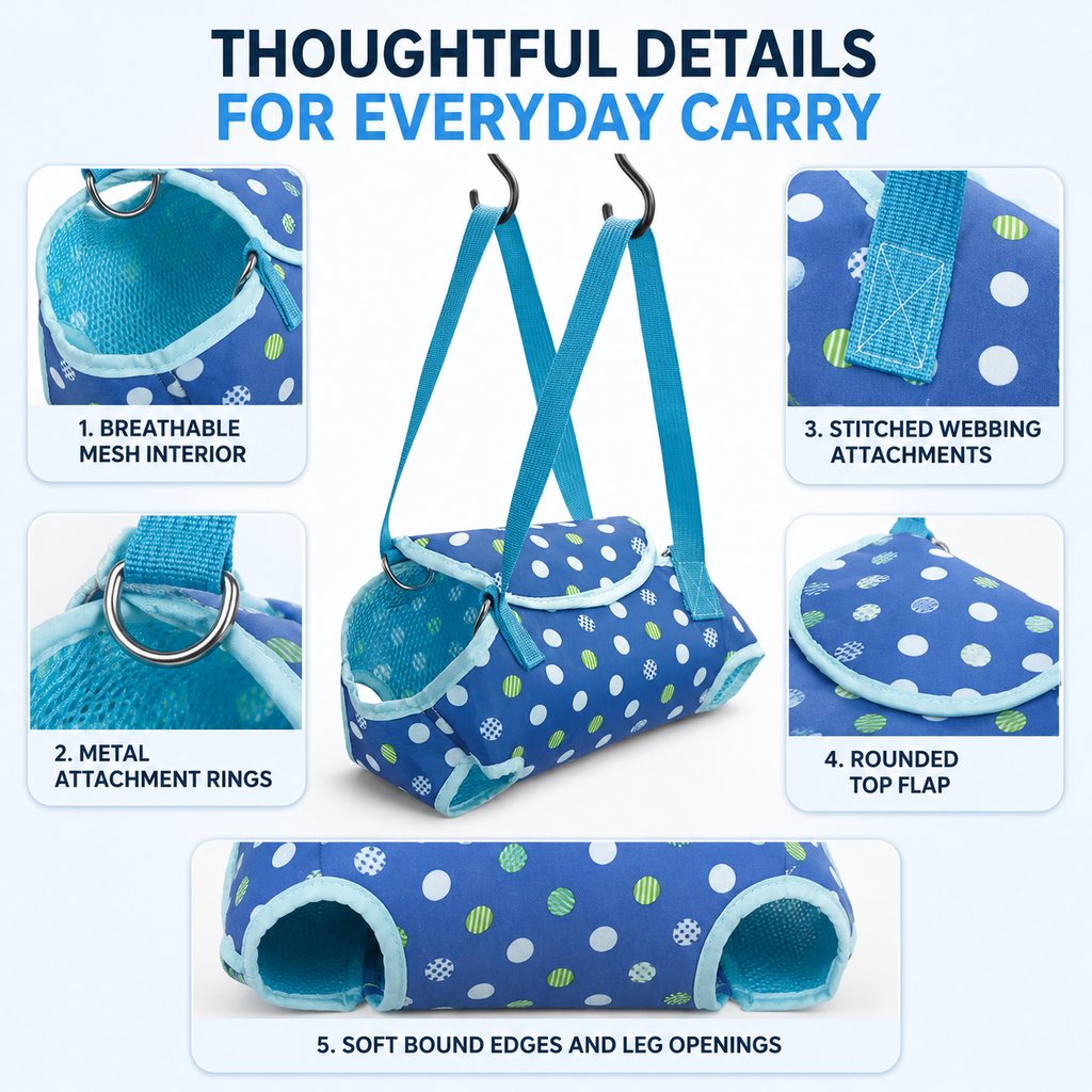 Wearable Pet Carrier Harness for Small Dogs & Cats - Hands-Free Carry for Vet Visits & Short Outings