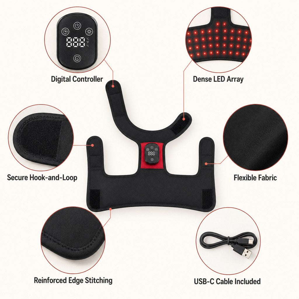 Wearable Red & Near-Infrared Hip Wrap for Dogs - Hands-Free At-Home Hip-Area Light Care