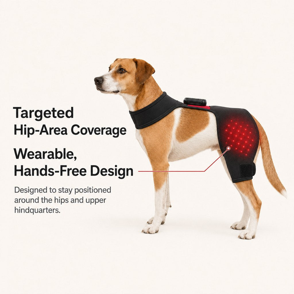 Wearable Red & Near-Infrared Hip Wrap for Dogs - Hands-Free At-Home Hip-Area Light Care