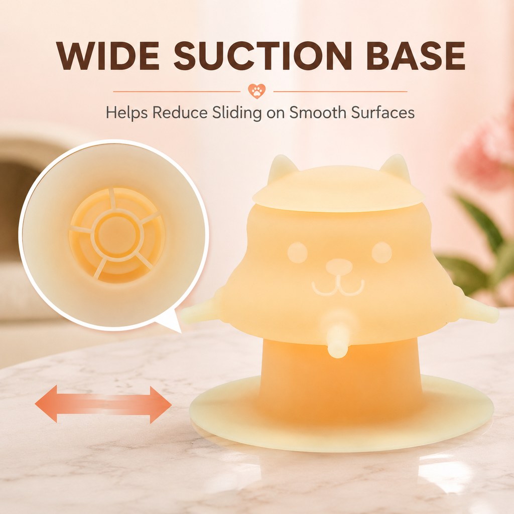 4-Nipple Silicone Nursing Feeder for Kittens & Puppies - Easier Litter Feeding with a Suction Base