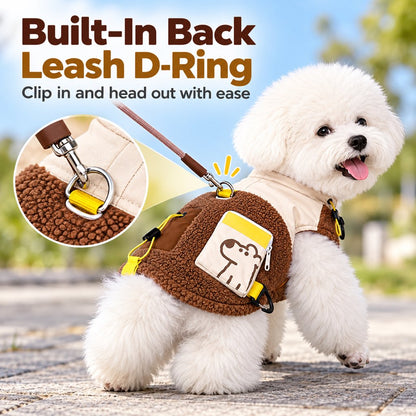 Warm Sherpa Dog Vest with Leash D-Ring for Chilly Walks