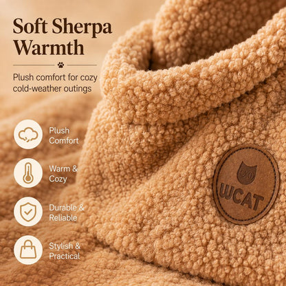 Winter Sherpa Pet Carrier Bag for Walks & Vet Visits - Stable Bottom, Secure Handheld Shoulder Tote for Cats & Small Pets